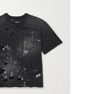 Ripped Baggy <b>shirt</b> Vintage Washed O Neck <b>Shirt</b> Loose Fit Oversized <b>Y2K</b> Streetwear Hip Hop Urban Stonewashed t <b>shirt</b> Boxy <b>shirt</b> - Product Image 4