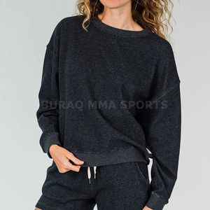 Sweat-shirt tricoté imprimé pour femme, coupe ample, col rond, manches longues, haut décontracté avec poches - Product Image 1
