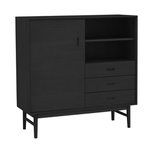 Premium Oak Veneer <b>Tall</b> Sideboard Cabinet with Shelves for Living Room Dining Room Home Furniture - Product Image 1