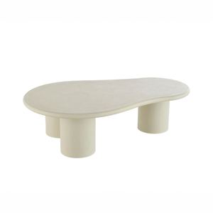 Mesa de centro Vandana Silver Comfort de forma orgánica en microcemento color crema - Product Image 3