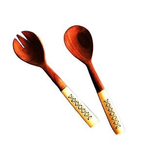 Servidores de ensalada de madera Juego de servidor tallado en hueso Juego de servidor de ensalada de madera y resina más vendidos y utensilios Artículos hechos a mano - Product Image 1