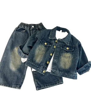 Conjunto de Ropa de Alta Calidad para Niños y Niñas de 2 a 8 Años, Chaqueta de Mezclilla Oxford, Conjunto de Moda para Primavera/Otoño - Product Image 5
