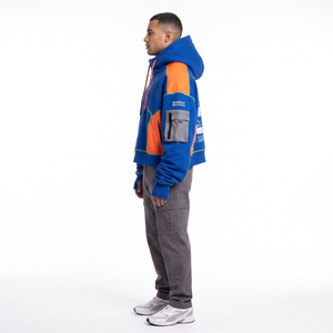 Hoodie Homme Extralarge Court Respirant avec Poches 500 GSM en Coton Biologique Recyclé Molleton Bouclé Ripstop Grid-Stop - Product Image 3