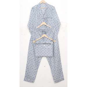 Conjunto de Pijamas para Mujer Hechos a Mano 100% Algodón para Todas las Temporadas, con Cintura Elástica, Mangas Largas, Estampado Floral, Suaves y Transpirables - Product Image 6