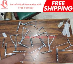 BISONS WHOLESALE Lote de 8 Varillas de Acero Inoxidable Persuader con Fijación de Columna T-Drive, Juego de Instrumentos Quirúrgicos Manuales - Product Image 4