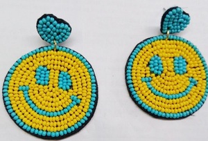 Pendientes de Diseño Exclusivo Hechos a Mano, Tendencia 2025, Chapados en Oro y Plata, con Bordado de Alta Calidad, Cuentas Marinas, Forma de Rostro, Hechos a Mano en India - Product Image 6