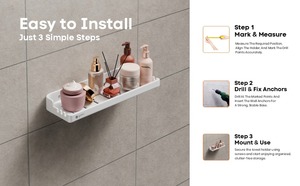 ชั้นวางของในห้องน้ำแบบติดผนัง วัสดุเซรามิกอัลลอยด์ สำหรับห้องอาบน้ำ พร้อมที่ระบายน้ำอย่างง่าย - Product Image 6