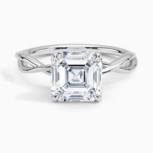 Anillo SOJ 014, Corte Asscher, Plata 925, Anillo de Compromiso Ayla Twist Solitaire, Certificado GRA, 2ct, Color D, VVS1, Moissanita - Product Image 1