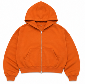 Sudadera con capucha premium con cremallera completa, de algodón y felpa, corte oversize personalizado, ropa streetwear - Product Image 1