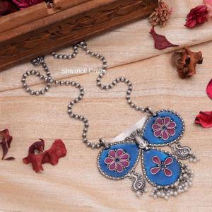 Butterfly Design Silver Plated Necklaces Long Silver Chain Designer Pendant Jewellery for Womens and Girls for Wedding Party's - Product Image 4