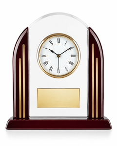 Modern Design Exquisite Acrylic Bronze Crystal Trophy Polished Small Clock Custom Engraving Durable Recyclable - Product Image 1