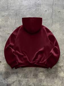 Wholesale Custom <b>Burgundy</b> Washed Fleece <b>Men</b> <b>Hoodies</b> Oversized Panel Construction Pullover Front Logo Autumn Winter Supplier - Product Image 3