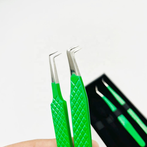 Pince à cils à 90 degrés avec poignées antidérapantes, pour pose et retrait de faux cils, soins personnels, emballage en boîte dorée - Product Image 3