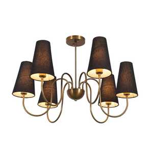 Modern Brass Ceiling <b>Light</b> With Brown Fabric Shades Geometric Design Indoor Fixture Living Room Home Decor - Product Image 2