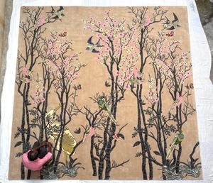 Elegant <b>Hand</b>-<b>Tufted</b> High-Pile Wool/Silk Carpets for Living/Dining Room Flooring | Soft Trendy Modern <b>Rugs</b> - Product Image 5
