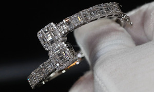RB <b>Gems</b> Custom 925 Sterling Silver VVS Heart Cut Bezel Set Diamond Gemstone Fine Charm <b>Bracelet</b> Stylish Romantic Iced Cuban Link - Product Image 2