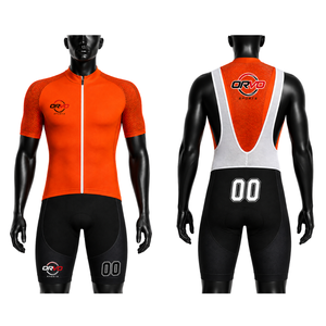 Ensemble maillot et short de cyclisme Orvo Sports unisexe pour adulte, orange et noir, respirant, manches courtes, pour vélo de route, course, équipe personnalisée, OEM - Product Image 1