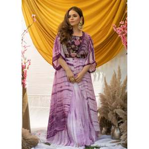 Ensemble jupe en mousseline de soie lavande Daisy Bohemian Chic avec veste à manches trois-quarts, taille XS - Product Image 4