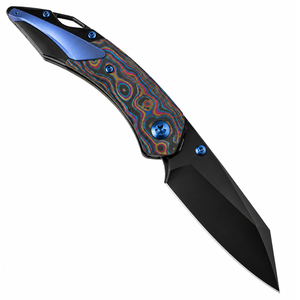 Navajas Plegables Azul-Negras con Mango con Patrón de Remolino Multicolor, Clip de Bolsillo Azul y Hoja Oscura para Corte Diario Práctico - Product Image 2