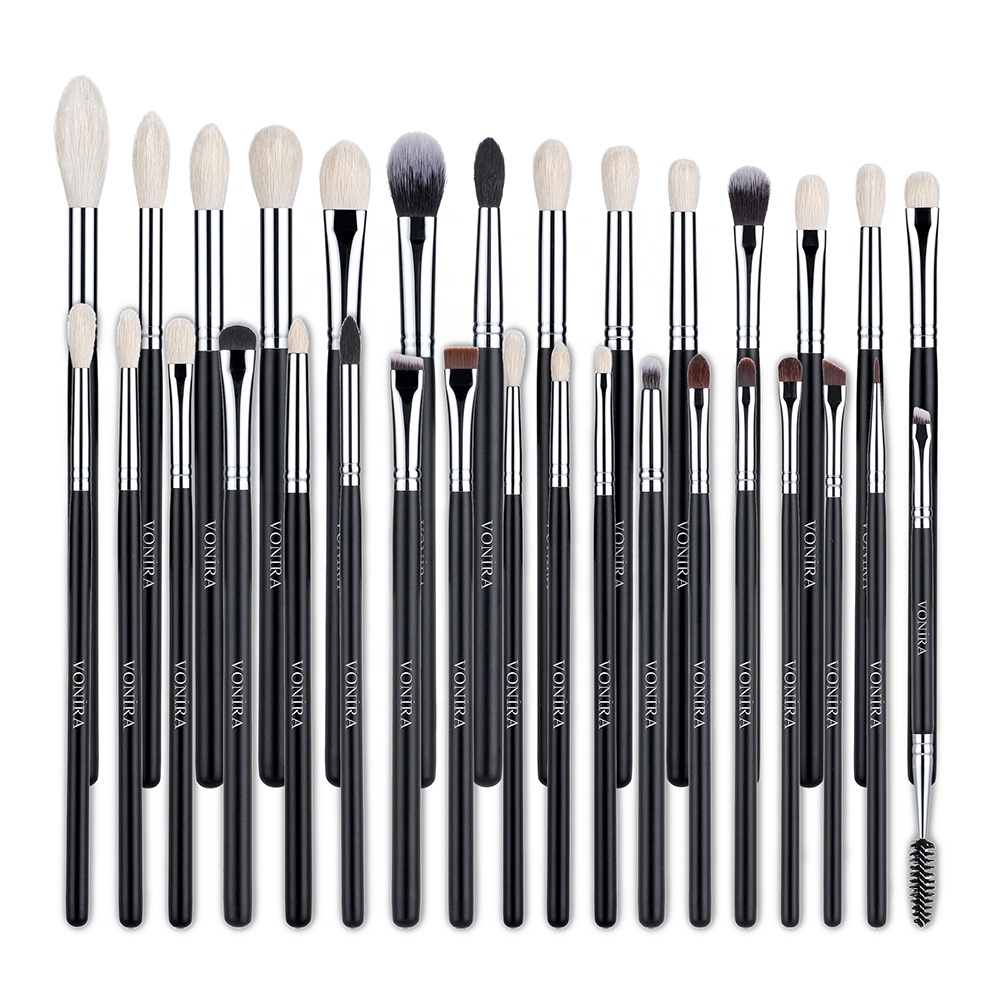 Vonira Beauty Luxury Complete Eye Brushes Set for Eyeshadow Blending Eyebrow Eyeliner Eye Crease Full Eye Detail Brushes Kit OEM