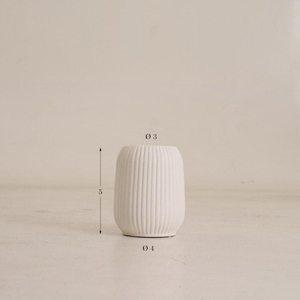 2025 Best Seller Minimalist White <b>Ceramic</b> Vase Matte Ribbed Design 4-8 Inches Tabletop Decor Handmade - Product Image 5