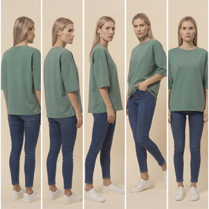 T-shirt ample et décontracté pour femme en coton 100% (230g) – Coupe carrée, épaules tombantes, col ras du cou, idéal pour le jogging - Product Image 6
