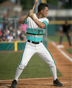 Ensemble de maillot de baseball rayé personnalisé blanc turquoise avec boutons et numéro 23, nouveau maillot de baseball Los Angeles brodé - Product Image 2