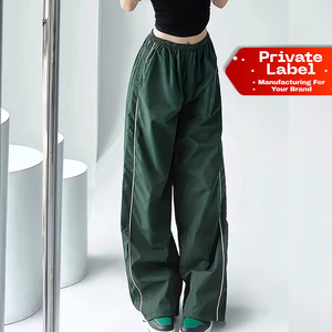 Casual Wide-Leg <b>Pants</b> with a Lazy Style And Side White Stripes Featuring an Elastic Waistband for a Loose And Fit - Product Image 1