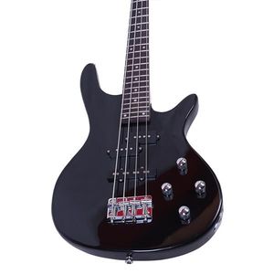 Guitare basse IB noire élégante avec câble d'alimentation et clé à molette, accessoires exquis inclus - Product Image 6