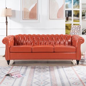 Divano Chesterfield a 3 posti con braccioli arrotolati da 84,65 pollici per soggiorno - Product Image 1