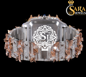 Luxurious Two Tone VVS Moissanite Diamond Analog Display Watch Iced Glass Dial Hidden Quartz Stainless Steel Limited Edition - Product Image 4