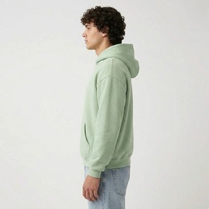Sweat à capuche surdimensionné vert sauge de qualité supérieure, en polaire légère, style minimaliste décontracté, streetwear - Product Image 3