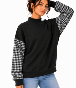 Custom Mockneck Cotton HeavyWeight <b>Jumper</b> Embroidered Soft Fleece <b>Turtlenecks</b> Crewneck Oversized Mock Neck Sweatshirt <b>Women</b> - Product Image 6