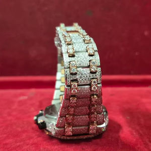 Reloj de Pulsera de Cuero y Acero Inoxidable de Cuarzo para Hombre, Estilo Excepcional, Diamantes Naturales, Cronógrafo Hardlex, 41 mm, Movimiento ETA, 10 m - Product Image 1