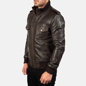 Veste en cuir vintage pour homme, finition douce lavée, coupe classique, construction durable, idéale pour la mode urbaine, les tenues décontractées, les voyages et - Product Image 3