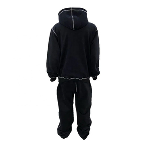 Custom Men's Cotton Sweatpants and Hoodies Set Contrast Stitch Jogger Sets Oversized <b>Plain</b> <b>Tracksuit</b> for Printing - Product Image 2