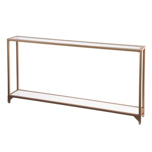 Mesa de Consola Moderna Contemporánea para Pasillo, Diseño Minimalista con Estante Abierto, Estructura Elegante en Dorado, Mueble para Sala de Estar - Product Image 5