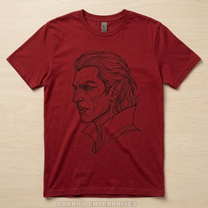 เสื้อยืดผู้ชายสีแดงแบบกำหนดเอง พิมพ์ลายกราฟิกภาพวาดแวมไพร์สไตล์โกธิค วิคตอเรียน ผ้าฝ้ายหนา เสื้อผ้าสตรีทแวร์ ผู้จำหน่ายเสื้อยืดขายส่ง - Product Image 3