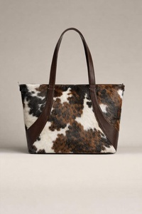 Bolso Tote de Cuero Genuino con Pelo de Vaca, Bordado, Color Sólido, Cierre de Cremallera, Personalizable, LHTB-0030C, Venta al Por Mayor - Product Image 5