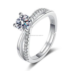 Elegant Round Cut Moissanite <b>Diamond</b> <b>Ring</b> In 925 Sterling Silver With Stones Luxury Solitaire Engagement Jewelry by trisha - Product Image 1