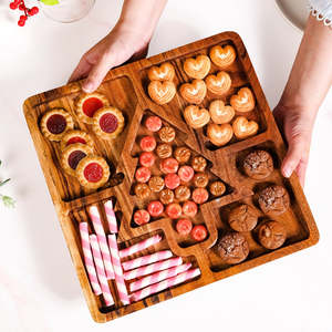 Wood Serving <b>Platter</b> With Christmas Tree Design Multi Compartment For Cookies Candies Party Snacks - Product Image 2