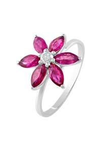 แหวนเพชรและทับทิมเงินแท้ 92.5 รุ่น KLSR-11414 - Product Image 2