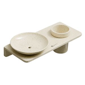 Jabonera y Portacepillos de Dientes de Cerámica con Diseño de Terrazo Beige, Montado en la Pared, Organizador de Baño, Estante de Almacenamiento - Product Image 1