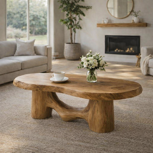 Luxali Farmhouse Solid Wood Modern <b>Coffee</b> <b>Table</b> Natural Wood Handmade Living Room Decor Accent <b>Table</b> Home Furniture Wooden - Product Image 4
