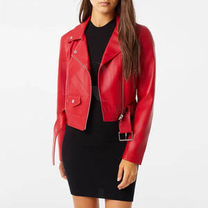 Chaqueta de Motera de Cuero Genuino de Invierno para Mujer, con Cierre, Forro Interior Suave, Corte Ajustado para Uso Diario - Product Image 2