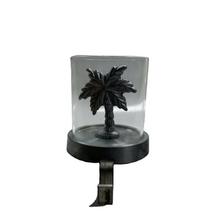 เชิงเทียนแก้วหรูหราพร้อมลายต้นมะพร้าวสีเงิน โคมไฟตกแต่งบนโต๊ะ ของตกแต่งบ้าน ห้องนั่งเล่น ของตกแต่งคริสต์มาส - Product Image 1