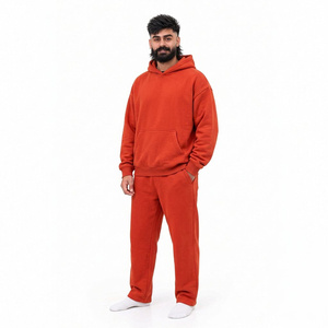 Survêtement à capuche vert menthe pour homme, manches longues, couleur unie, coton, vêtements décontractés, poches kangourou, coupe régulière, automne - Product Image 2