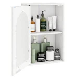 Mobile Bagno Sospeso con Design Ondulato, Anta in Vetro Temperato, Capacità Inferiore 22 Libbre, Mobiletto Medicinali Bagno con Design Ondulato - Product Image 2