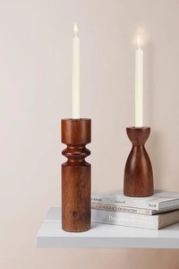 Portavelas de Madera Hecho a Mano, Soporte Redondo para Velas de Madera, Linterna Decorativa Artesanal Marrón para Decoración del Hogar - Product Image 4