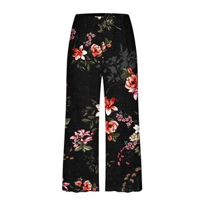 Pantalon large à fleurs pour femme, taille mi-haute, élastique, respirant, coupe ample, longueur trois-quarts, en polyester, style décontracté d'été, imprimé - Product Image 5